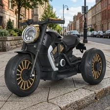 Детский электромотоцикл M 5048ELR-2 черный с двумя моторами и пультом управления